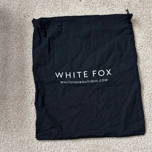 White Fox Black Drawstring Bag